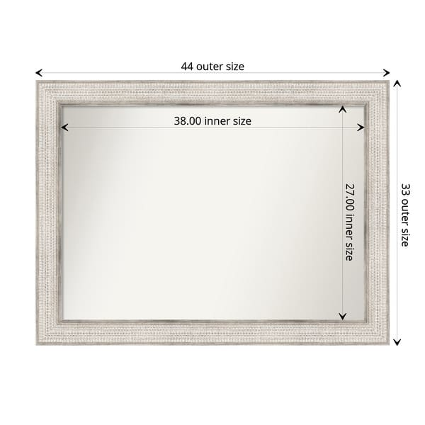dimension image slide 3 of 5, Non-Beveled Wood Bathroom Wall Mirror - Trellis Silver Frame - Trellis Silver