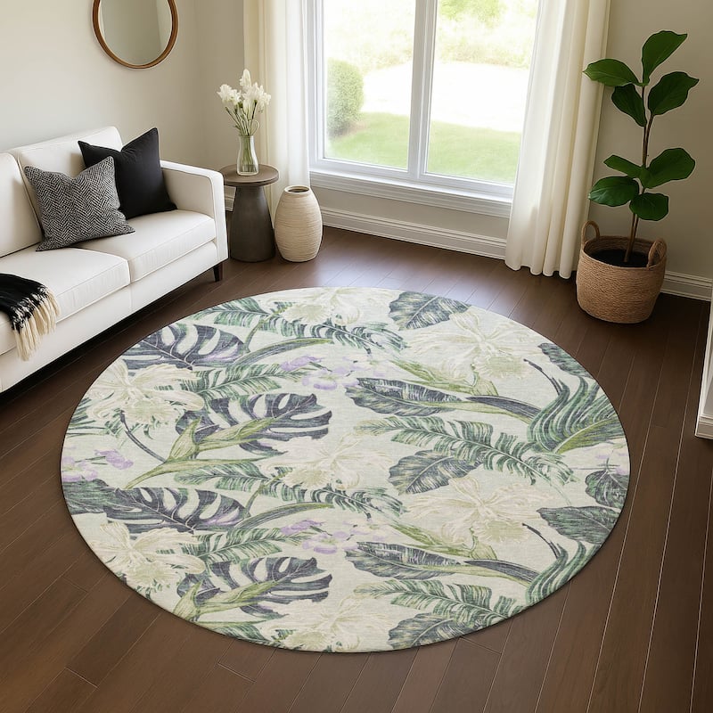 Premium Washable Super Soft Tropical Paradise Mayfield Rug - Aloe - 8' x 8'