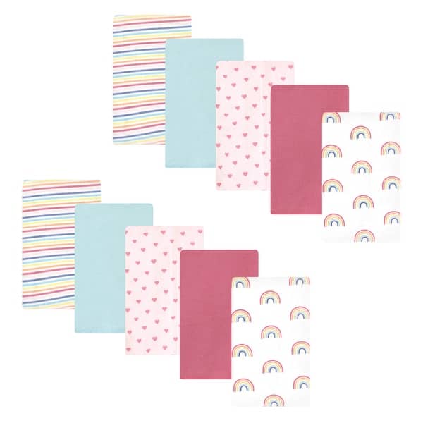 slide 1 of 1, Hudson Baby Infant Girl Cotton Flannel Burp Cloths, Creative Rainbow 10-Pack, One Size - Creative Rainbow 10-Pack - One Size One Size - Creative Rainbow 10-Pack