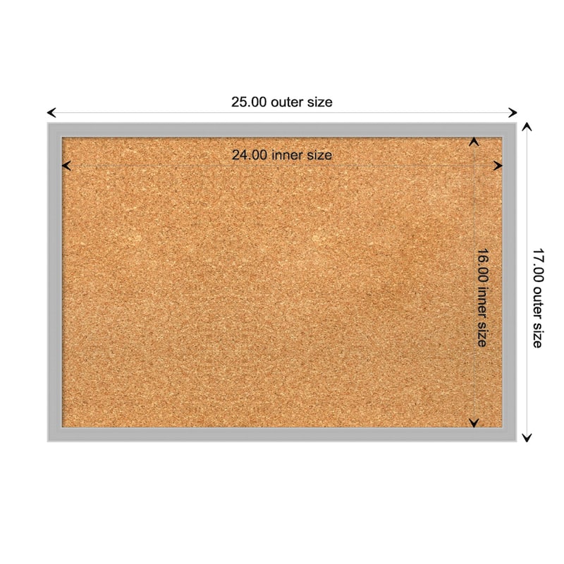 Hera Chrome Framed Natural Corkboard Bulletin Board - Board Size 24x16