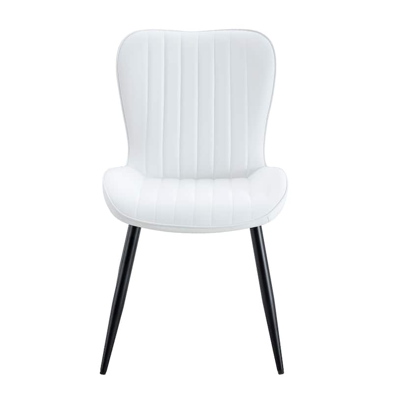 Modern 4 Piece PU Dining Chairs with Non Slip Feet, Extended Curved Cushions for Dining Room Kitchen Bedroom Living Room