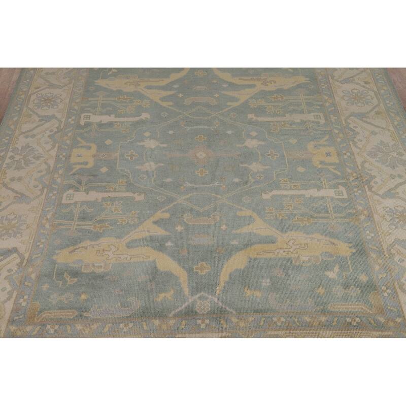 Blue Oushak Indian Area Rug Handmade Wool Carpet - 8'4"x 9'9"