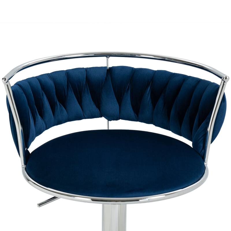 4 Set Velvet Adjustable Swivel Bar Stools With Backs