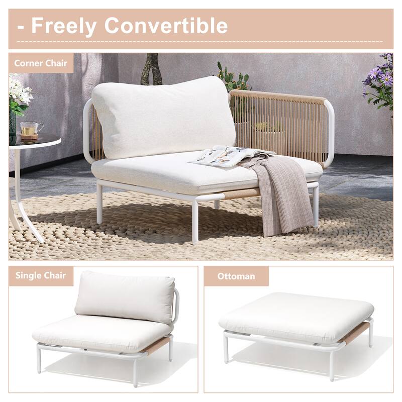 Outdoor Loveseat Composed of Two Chairs, Customizable Set by Combining Multiple Chairs - Combined by 2 corner chairs