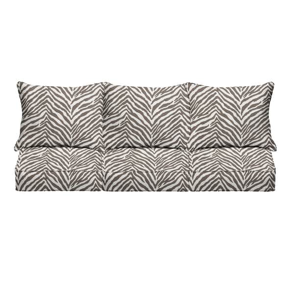 Sunbrella Grey Zebra Indoor/Outdoor Deep Seating Sofa Set, Corded - 23" X 25" X 5" - Overstock - 31285659