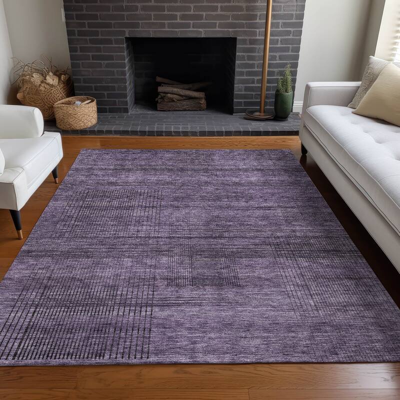 Premium Washable Super Soft Solid Hatches Mayfield Rug - Plum - 5' x 7' 6" - Rectangle