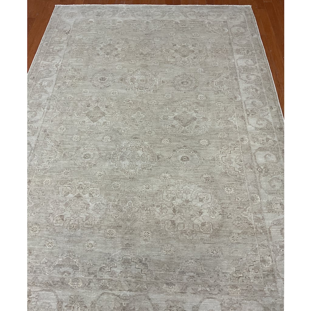 HERAT ORIENTAL Handmade Whitewash Oushak Wool Rug - 6' x 8'7"