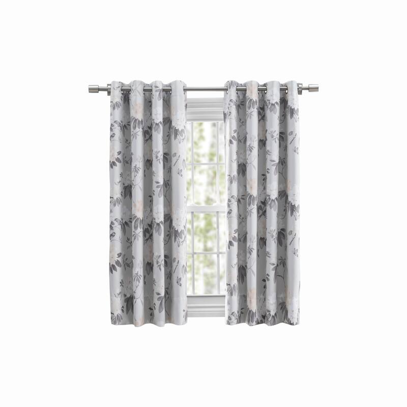 Mystic Garden Floral Premium Blackout Grommet Short Curtain Panel W Wand