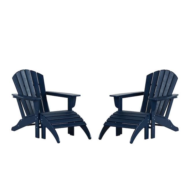 Laguna 4-Piece Adirondack Chairs with Ottomans Set