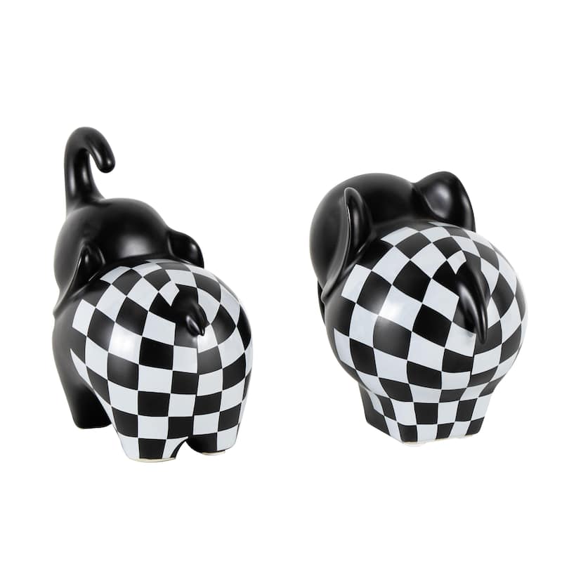 The Novogratz Gold, Silver, Black, White or Multi Colored Porcelain Ceramic Elephant Decorative Sculpture (Set of 2)