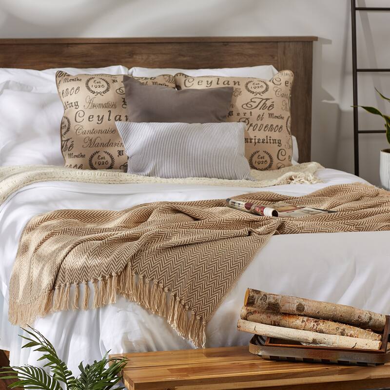 Stone Handloom Chevron Throw