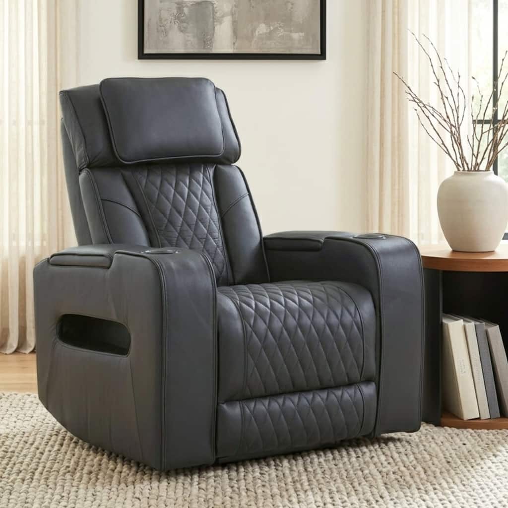 Colton 37 in. Leather Match Power Glider Recliner