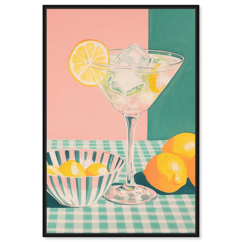 Lemon Slice Drink Canvas by Art Remedy - Black - 16" x 24"