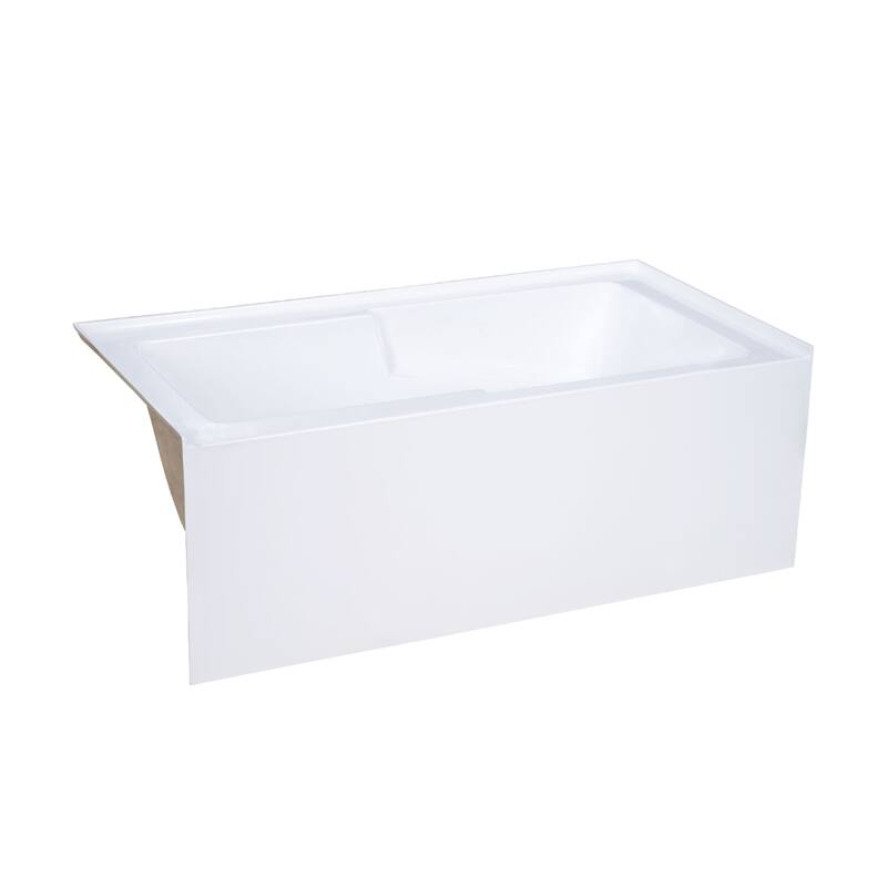 Swiss Madison Voltaire, Acrylic White, Alcove, Integral Armrest, Bathtub with Apron