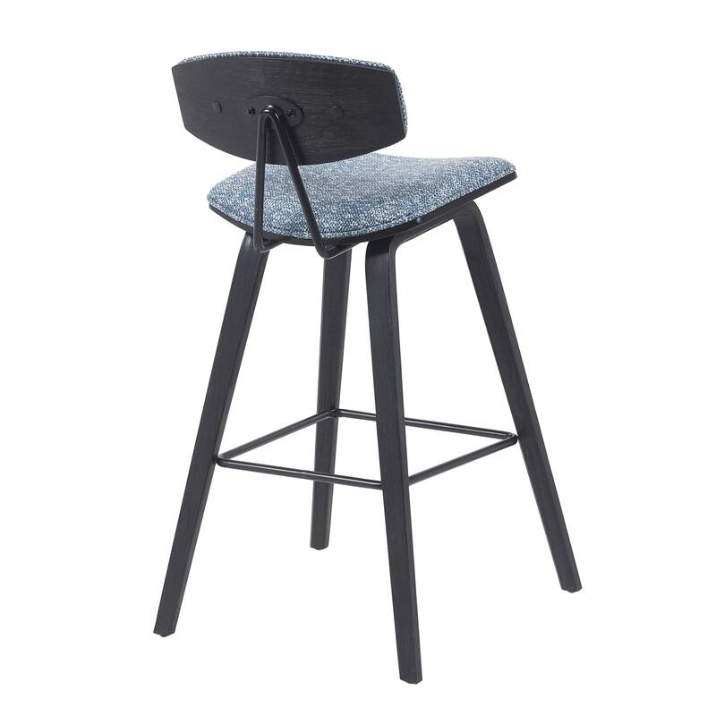 Fox Mid-Century Bar Stool, Upholstered Counter Height Chair with Bentwood Legs