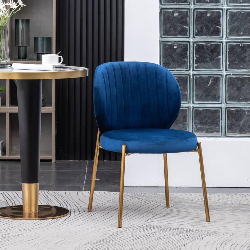 Roundhill Furniture Amoa Contemporary Velvet Upholstery Dining Chair - Blue