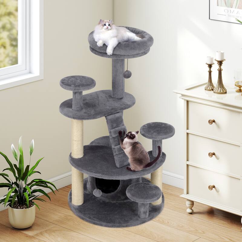 Gymax Cat Tree for Adult Cats Multi-level Kitty Tower w/ Condo Padded