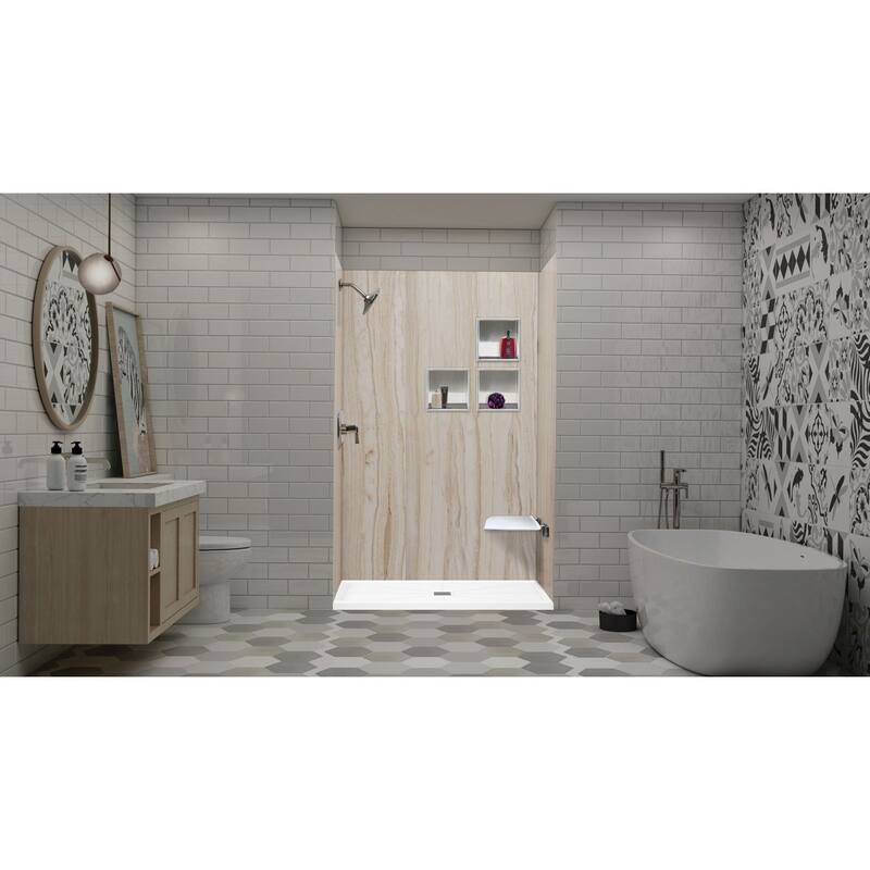 Transolid FL6032C-31 Linear 60-in L x 32-in W Single Threshold Shower Base with a Center Drain - 60-in L x 32-in W
