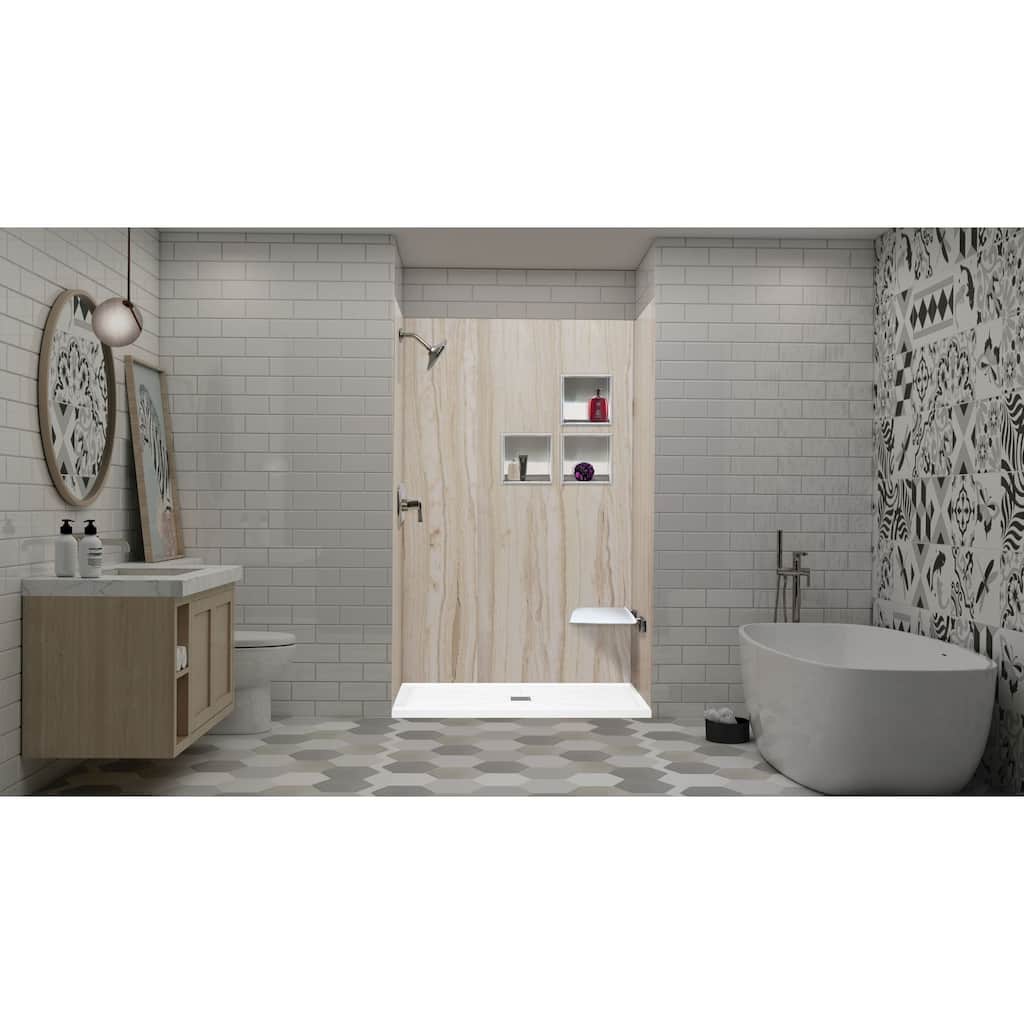 Transolid FL6032C-31 Linear 60-in L x 32-in W Single Threshold Shower Base with a Center Drain - 60-in L x 32-in W