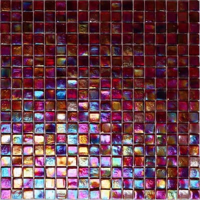 Apollo tile 12" x 12" Skosh Glossy Merlot Red Glass Tile (18.69 sq ft/case) - 20 Pack