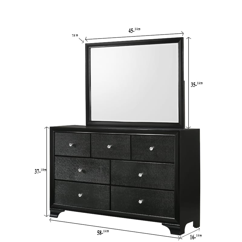 Nathalie 4 Piece Black LED Fabric Upholstered Tufted Panel Bedroom Set