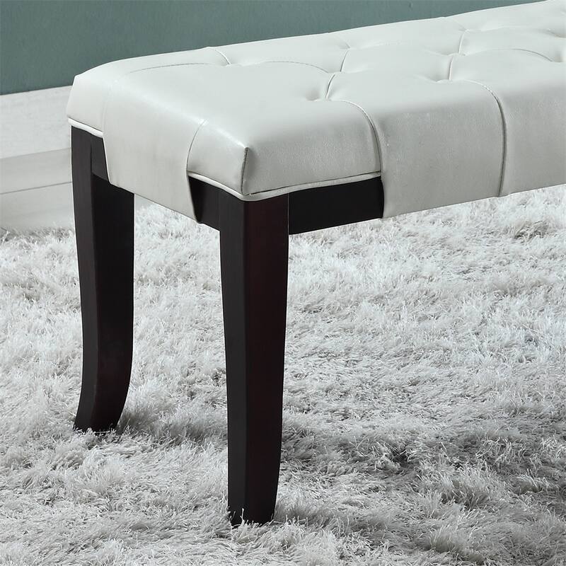 Fabric Tufted Turned Leg Dining Bench