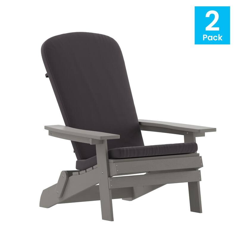 Indoor/Outdoor Folding Adirondack Chairs with Cushions - Set of 2 - 30.25"W x 34"D x 37"H