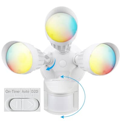 3CCT LED Security Lights Motion Sensor, 35W, Dusk to Dawn, 3 Head
