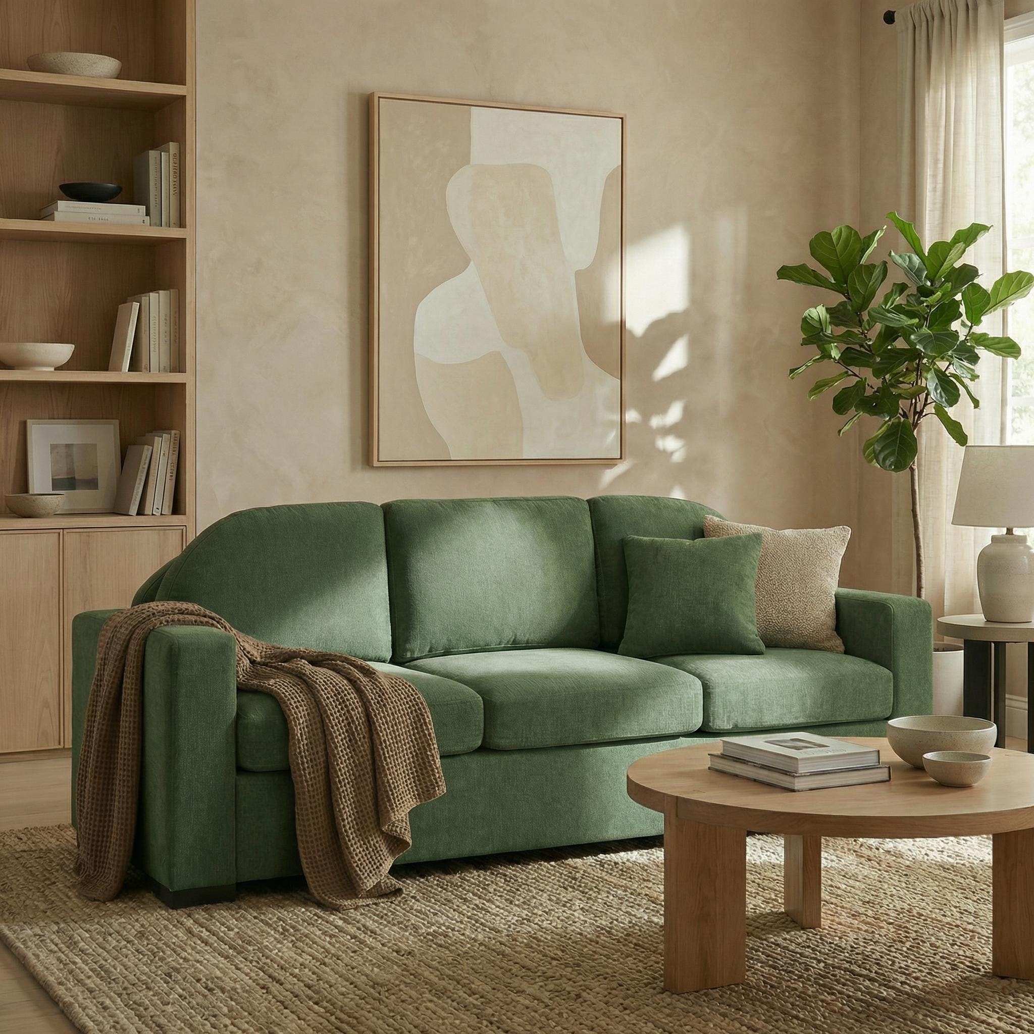 Christopher Knight Home - Dover Modern 84.7" Chenille Upholstered 3-Seater Sofa with Removable Curved Backrest & Cushion