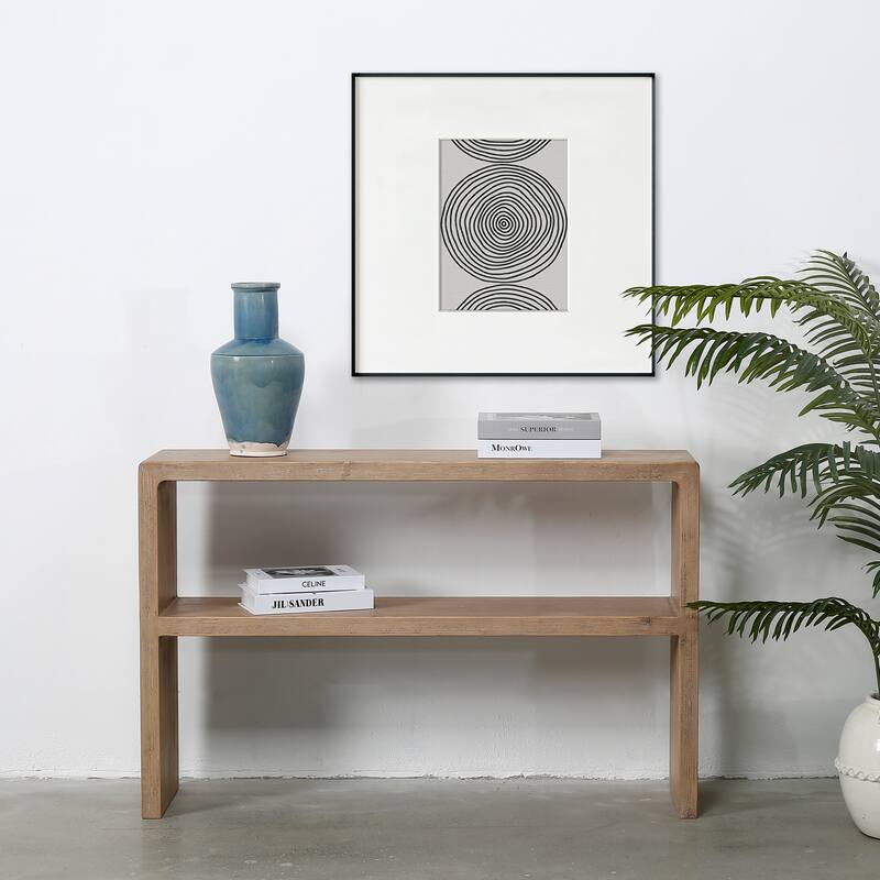 Artissance 48" Waterfall Console Table With Shelf, Weathered Natural Wood
