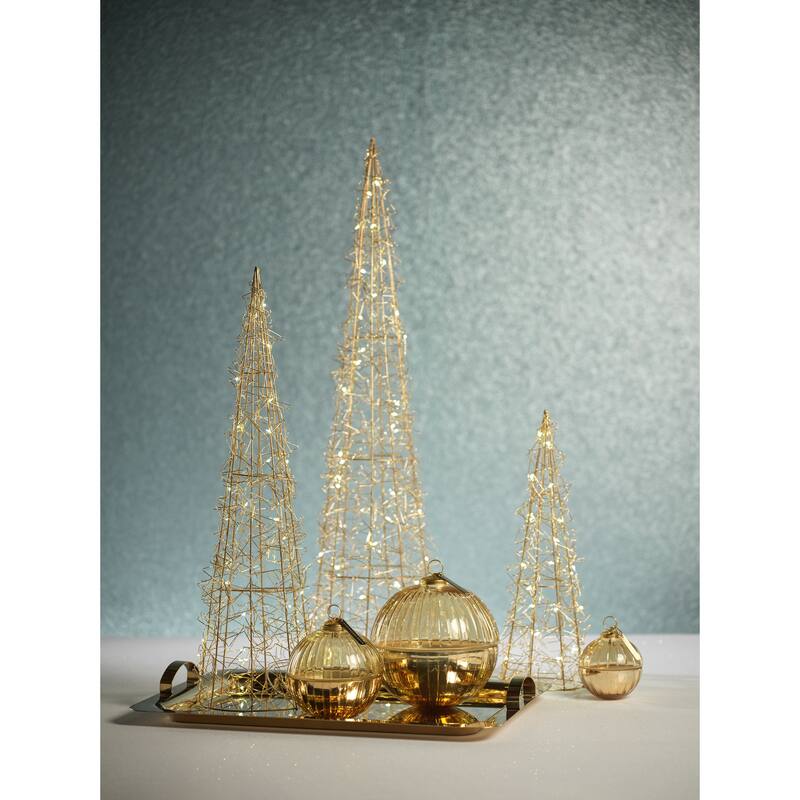 16" Holiday Wire LED Trees, Set of 4