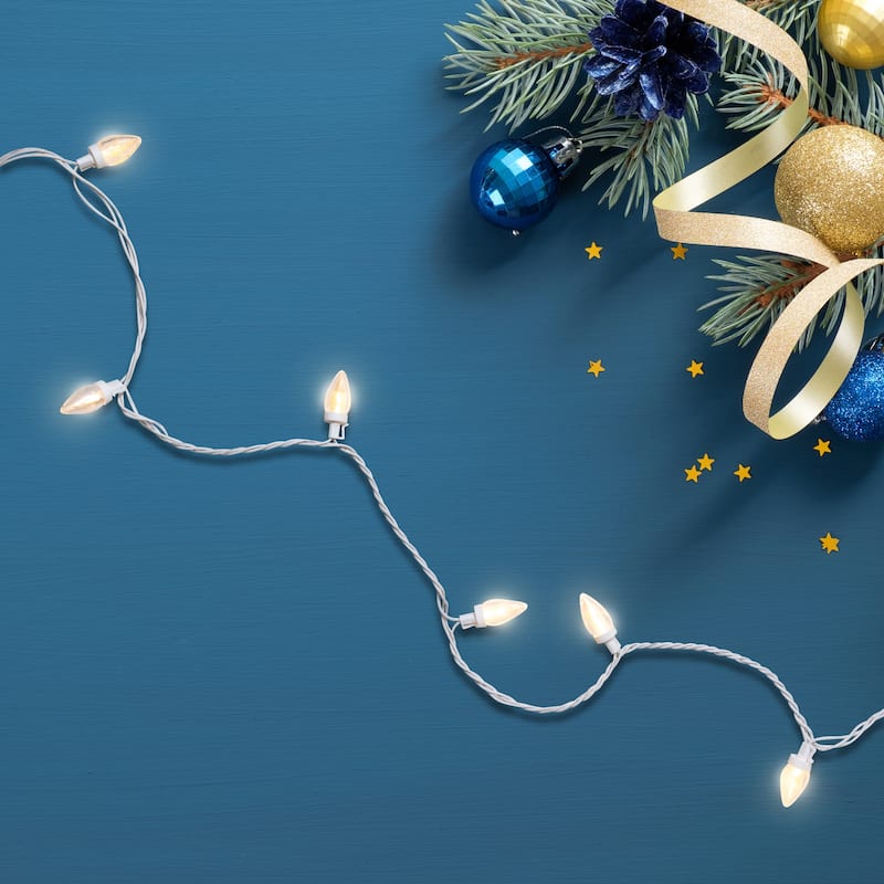 25 Count LED C7 Christmas Lights 16 ft White Wire - 16'