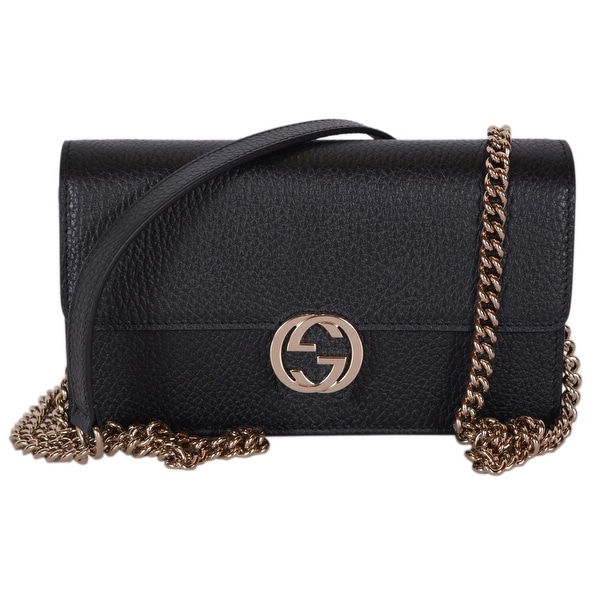 Shop Gucci 510314 Black Leather Interlocking GG Crossbody Wallet Bag Purse Clutch - Free ...