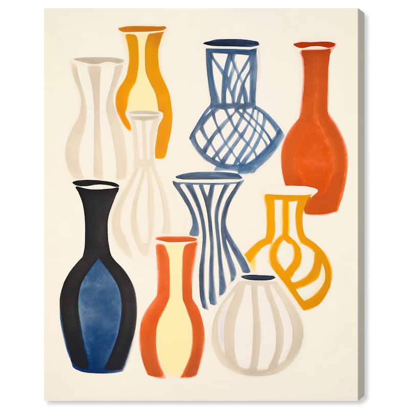 Wynwood Studio Canvas Abstract Abstract Vases Blue and Dark Yellow Modern & Contemporary Wall Art Canvas Print