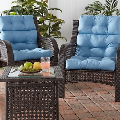 Solid Heathered 44-in x 22-in Outdoor High-Back Chair Cushion (Set of 2) (Cushions Only)