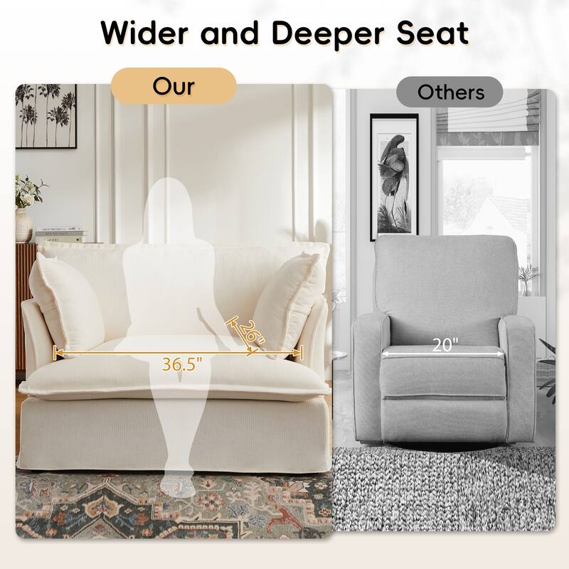 Roomfitters 47.2" Oversized Accent Chair, Chenille Armchair with Deep Wide Seat, Throw Pillows, Modern Lounge Sofa