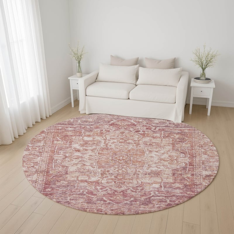 Premium Washable Super Soft Vintage Traditional Mayfield Rug - Paprika - 8' x 8'