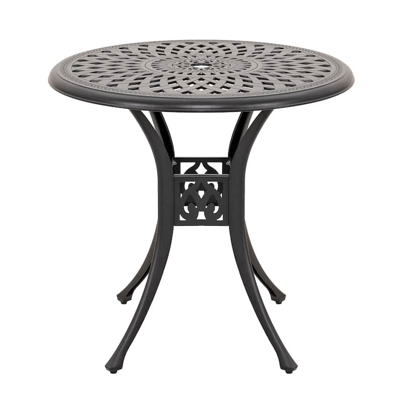Outdoor 31'' Round Cast Aluminum Bistro Table with 1.97'' Umbrella Hole