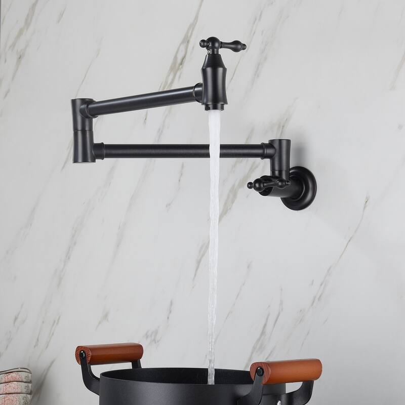METAL Wall Mount Pot Filler Faucet in Matte Black
