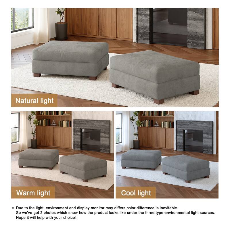 Oversized Chenille Modular Ottoman With Cushioned Top