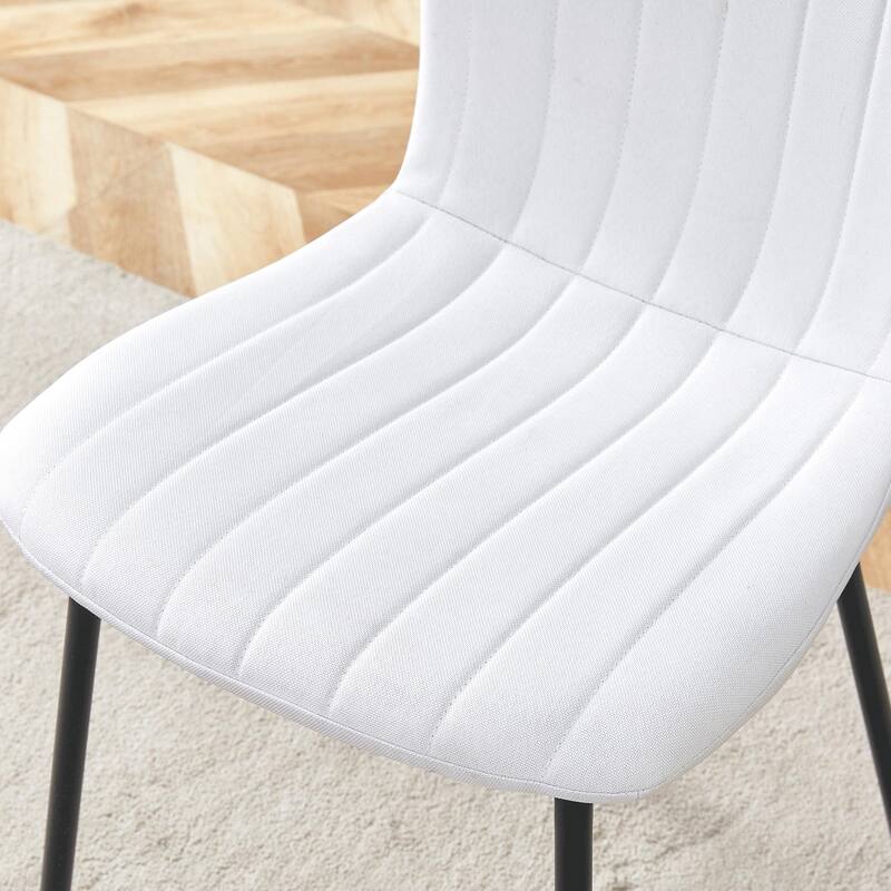 Modern 4 Piece Linen Dining Chair Set with Backrest, Metal Legs, Upholstered for Dining Room Kitchen Bedroom Living Room