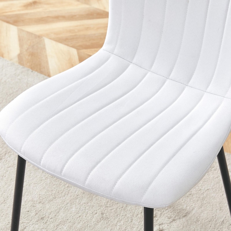Modern Armless Kitchen Chairs Set of 4 Dining Chairs with Black Metal Legs for Dining Room