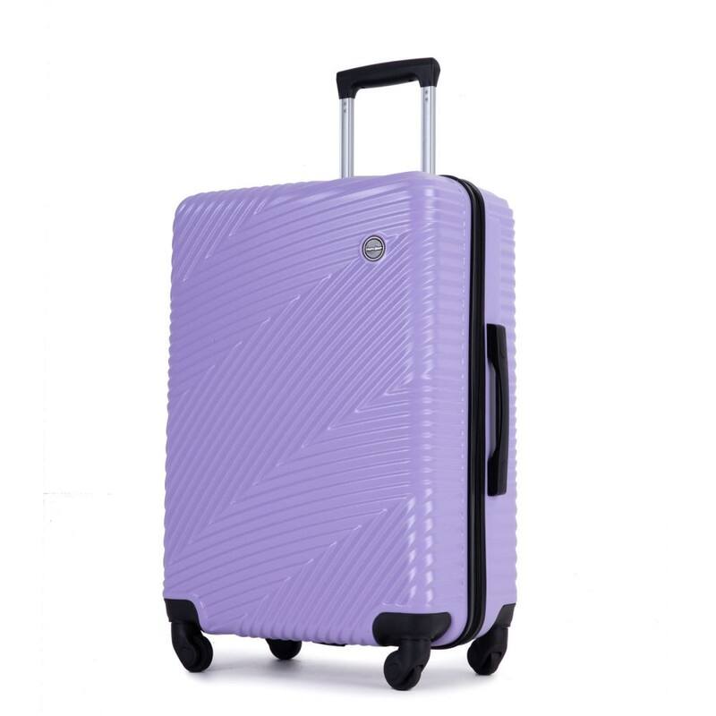 3 Piece PC+ABS Suitcase Luggage Sets with Two Hooks and Spinner Wheels,Light Purple
