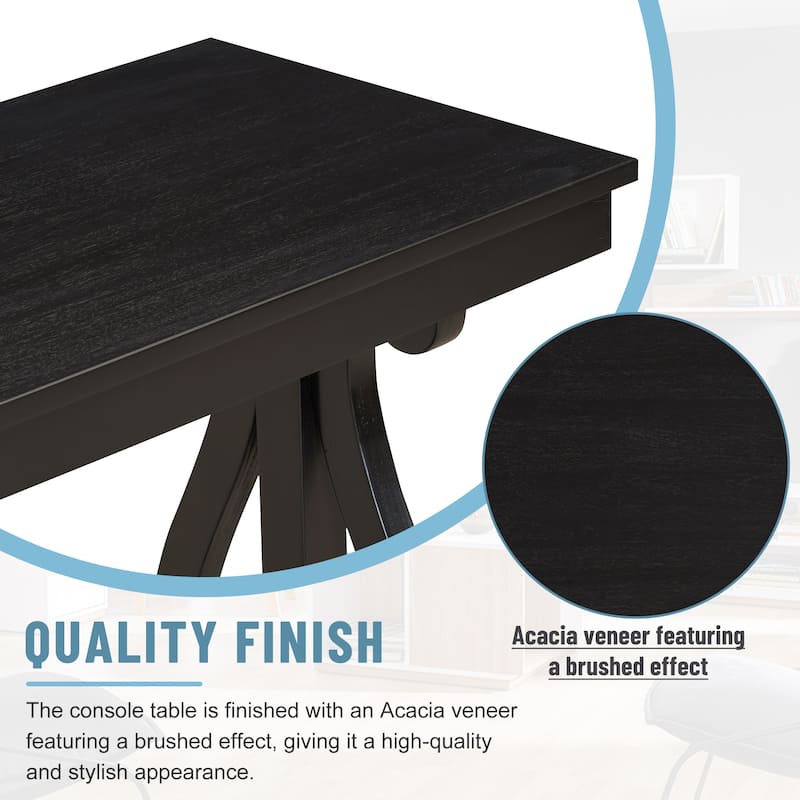 48-Inch Rustic Vintage Console Table --- Farmhouse Style Entryway Table with Open Shelf and Sturdy Construction