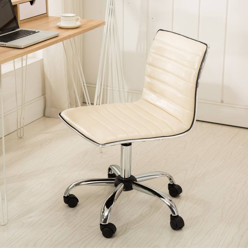 Artificial Leather Office Chair Mid Back Office Chair with 360° Swivel Adjustable Air Lift and 5 Wheels, for Office
