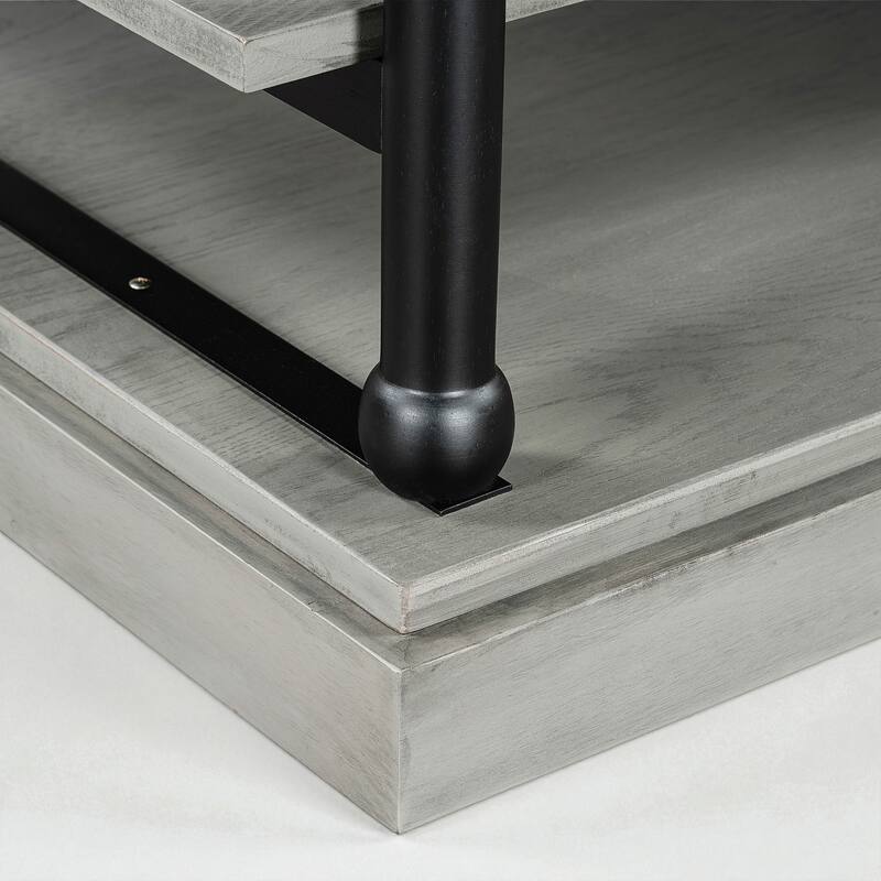 55.1" Modern Wood Coffee Table with Black Legs and 2 Open Shelves, Large Living Room Center Table