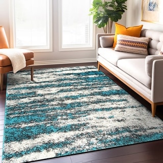 Abstract Pattern Shag Rugs World Rug Gallery Modern Abstract Design Plush Shag Area Rug - Bed Bath ...