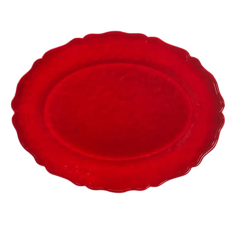 Certified International Red Crackle Melamine 2 pc Platter Serving Set - 19" x 8" x 0.25"