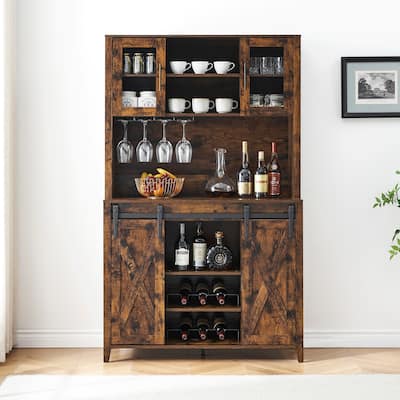 70" Tall Farmhouse Kitchen Hutch with Wine