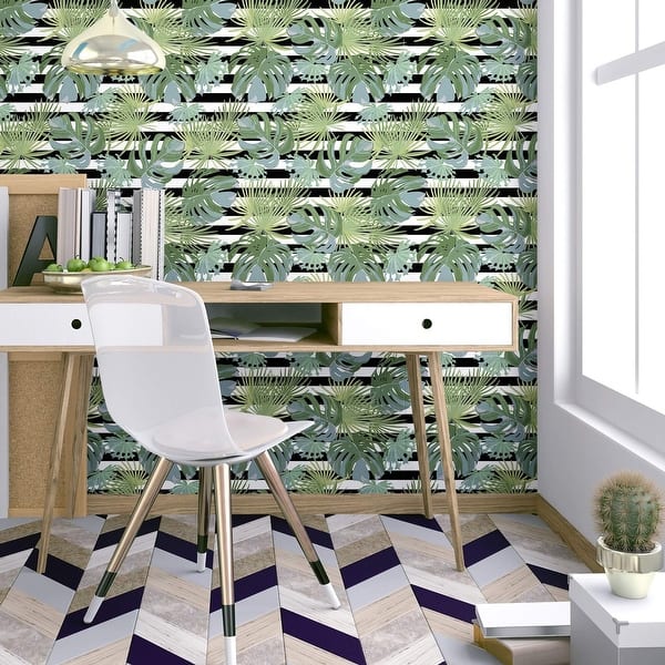 Green Leaves Peel and Stick Removable Wallpaper 6358 Bed Bath